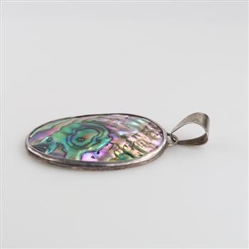 Sterling Silver Iridescent Stone Pendant