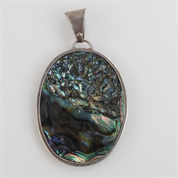 Sterling Silver Iridescent Stone Pendant