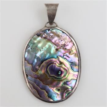 Sterling Silver Iridescent Stone Pendant