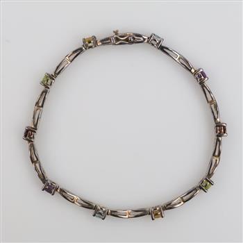 Sterling Silver Multi-color Stone Bracelet