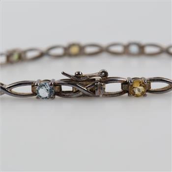 Sterling Silver Multi-color Stone Bracelet