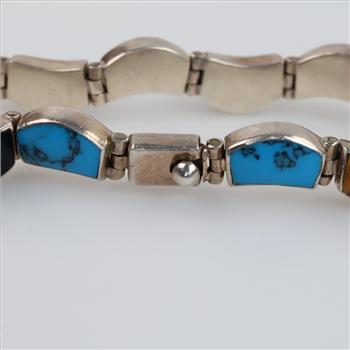 Sterling Silver Multi-color Stone Bracelet
