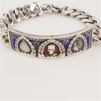 Sterling Silver Multi-Colored Engraved Bracelet