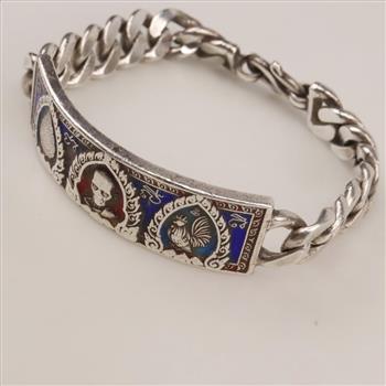 Sterling Silver Multi-Colored Engraved Bracelet