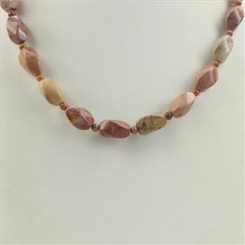 Sterling Silver Multicolored Jasper Bead Necklace