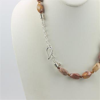 Sterling Silver Multicolored Jasper Bead Necklace