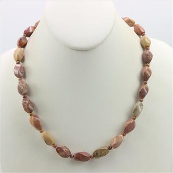 Sterling Silver Multicolored Jasper Bead Necklace