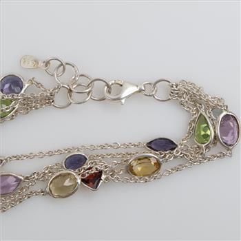 Sterling Silver Multicolored Stone Bracelet