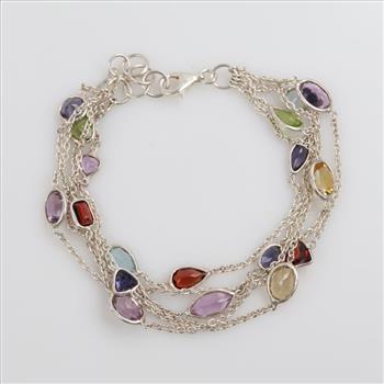Sterling Silver Multicolored Stone Bracelet