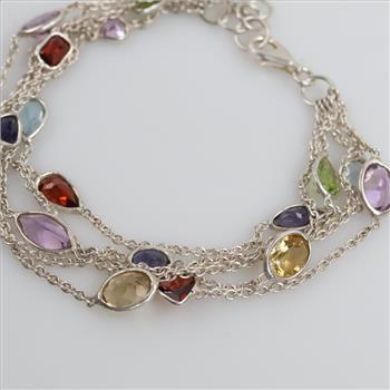 Sterling Silver Multicolored Stone Bracelet