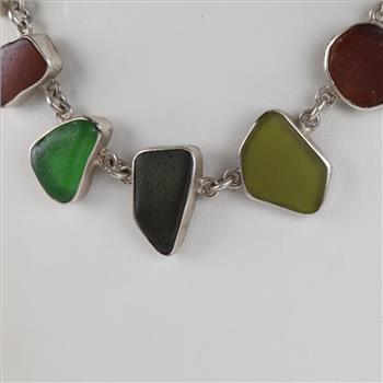 Sterling Silver Multicolored Stone Necklace