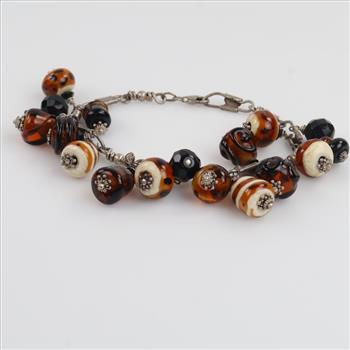 Sterling Silver Multi-patterned Beaded Bracelet