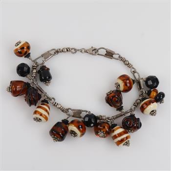 Sterling Silver Multi-patterned Beaded Bracelet