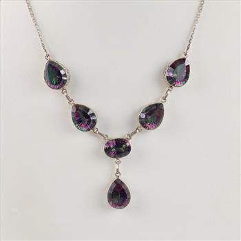 Sterling Silver Mystic Topaz Stone Necklace