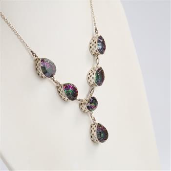Sterling Silver Mystic Topaz Stone Necklace