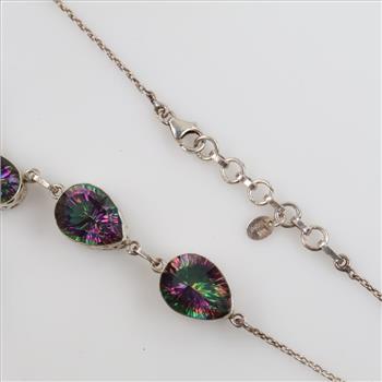 Sterling Silver Mystic Topaz Stone Necklace