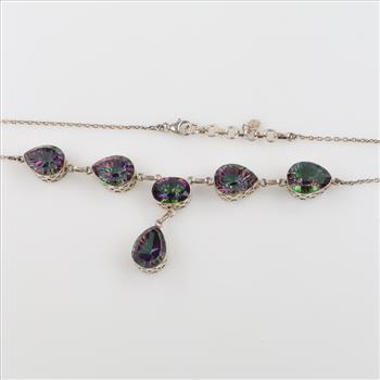 Sterling Silver Mystic Topaz Stone Necklace