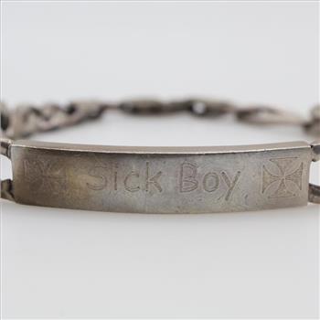 Sterling Silver Name Plate Figaro Chain Bracelet
