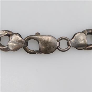 Sterling Silver Name Plate Figaro Chain Bracelet