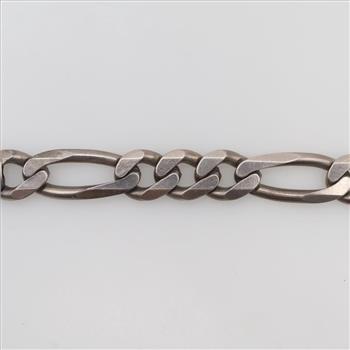Sterling Silver Name Plate Figaro Chain Bracelet