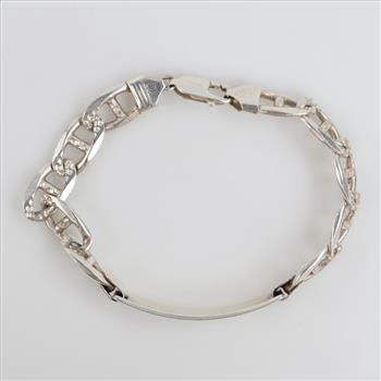 Sterling Silver Name Plate Mariner Chain Bracelet