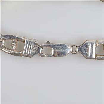 Sterling Silver Name Plate Mariner Chain Bracelet