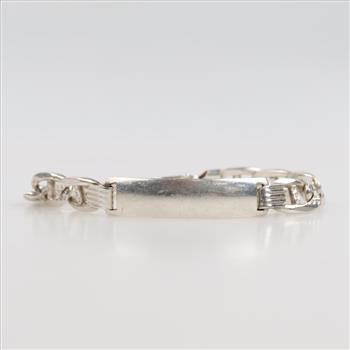 Sterling Silver Name Plate Mariner Chain Bracelet