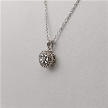 Sterling Silver Necklace And Diamond Accented Pendant, 2 Pieces