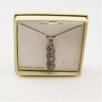 Sterling Silver Necklace And Diamond Accented Pendant, 2 Pieces