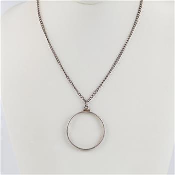 Sterling Silver Necklace With Coin Frame Pendant