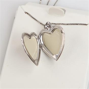 Sterling Silver Necklace With Heart M-O-P Locket Pendant