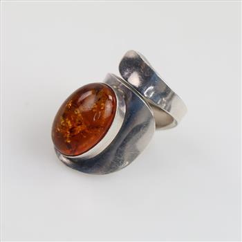 Sterling Silver Orange Stone Ring
