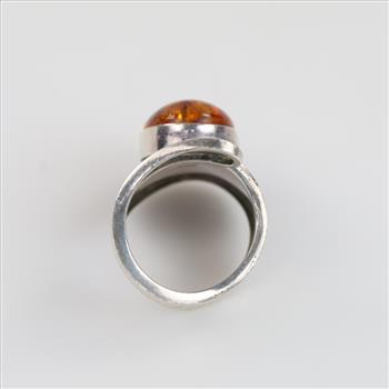 Sterling Silver Orange Stone Ring