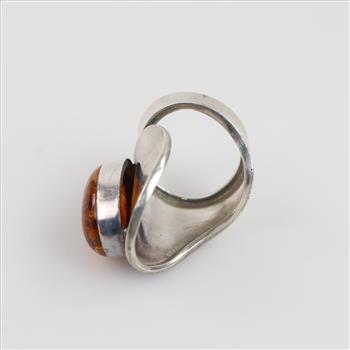 Sterling Silver Orange Stone Ring