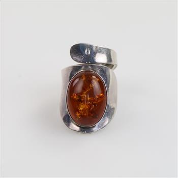 Sterling Silver Orange Stone Ring