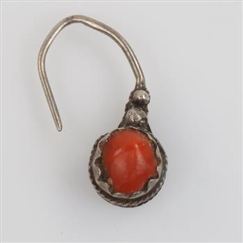 Sterling Silver Orange Stone Single Earring