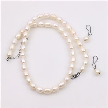 Sterling Silver Pearl Jewelry, 3 Pieces