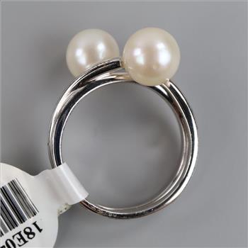 Sterling Silver Pearl Twisted Ring