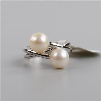 Sterling Silver Pearl Twisted Ring