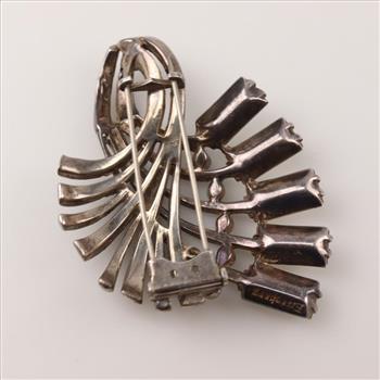 Sterling Silver Pin With Clear Stones