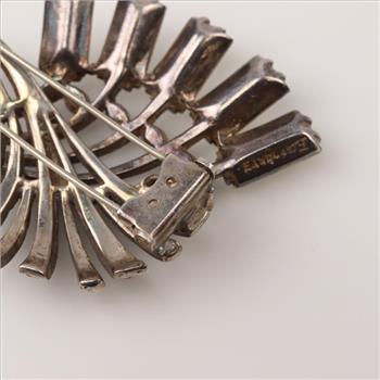 Sterling Silver Pin With Clear Stones