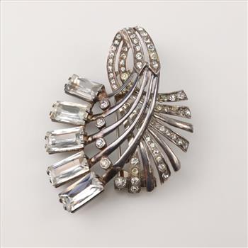 Sterling Silver Pin With Clear Stones