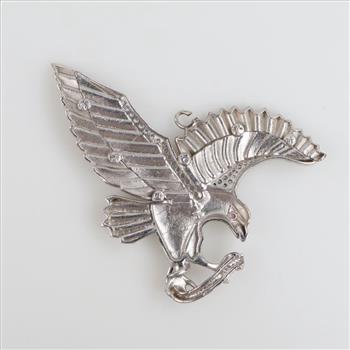 Sterling Silver Pink & Clear Stone Eagle Pendant
