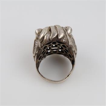 Sterling Silver Pink & Clear Stone Lion Ring