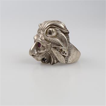 Sterling Silver Pink & Clear Stone Lion Ring