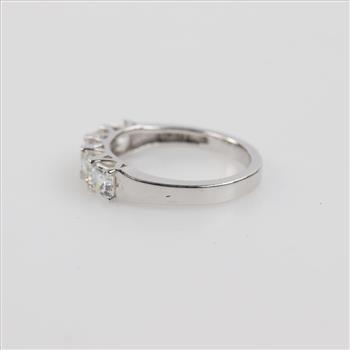 Sterling Silver Platinum Plated Clear Stone Ring