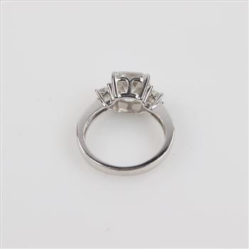 Sterling Silver Platinum Plated Clear Stone Ring