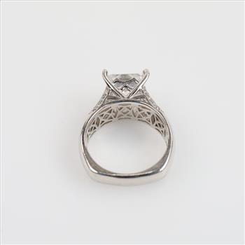 Sterling Silver Platinum-plated Clear Stone Ring