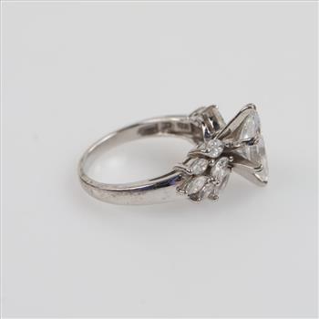 Sterling Silver Platinum-plated Clear Stone Ring