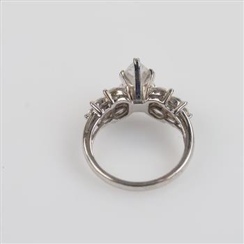 Sterling Silver Platinum-plated Clear Stone Ring